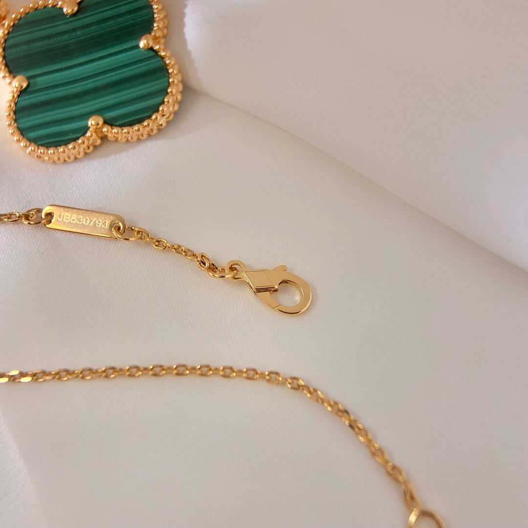 [BIJOUX]CLOVER 25MM MALACHITE GOLD NECKLACE