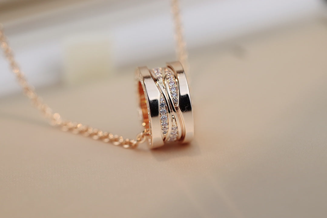 [BIJOUX] COLLIER DIAMANT OR ROSE ZERO 1