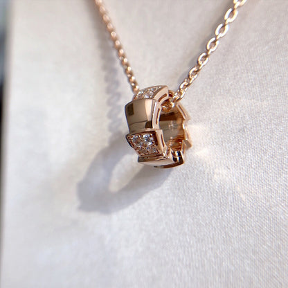 [BIJOUX]SERPENTI PEDANT DIAMOND PINK GOLD NECKLACE