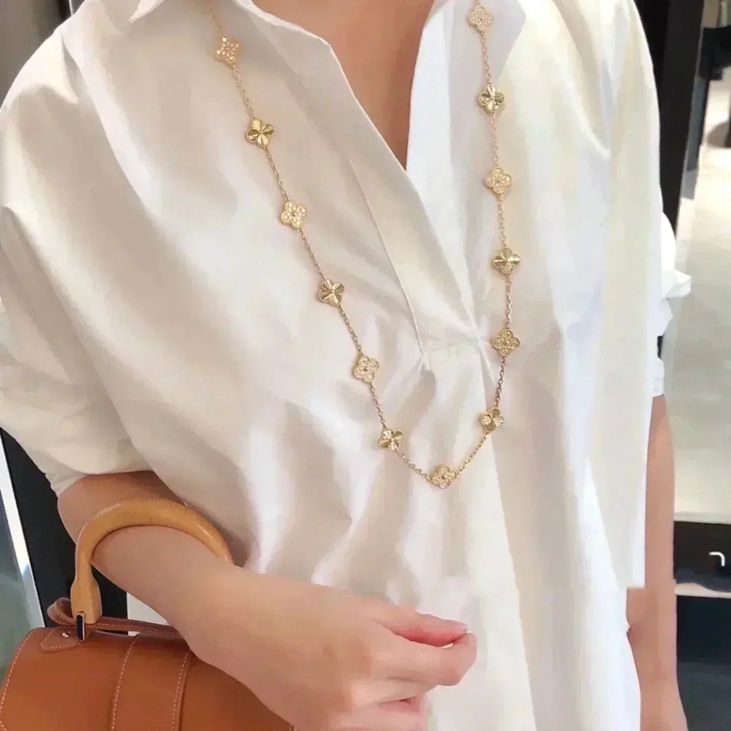 [BIJOUX]CLOVER 20 MOTIFS LASER DIAMOND NECKLACE