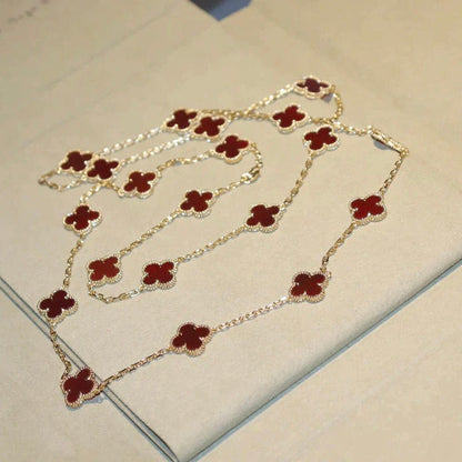 [BIJOUX]CLOVER 20 MOTIFS CARNELIAN NECKLACE