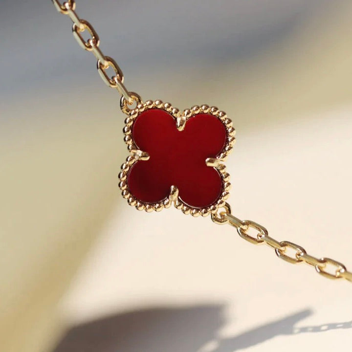 [BIJOUX]CLOVER 20 MOTIFS CARNELIAN NECKLACE