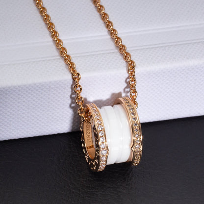 [BIJOUX]ZERO 1 WHITE CERAMIC PINK GOLD DIAMOND NECKLACE