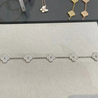 [BIJOUX]CLOVER 5 MOTIFS  DIAMOND BRACELET SILVER