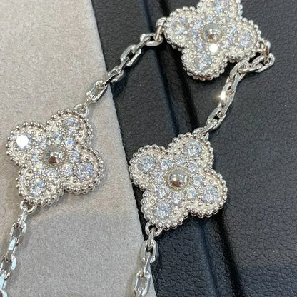 [BIJOUX]CLOVER 5 MOTIFS  DIAMOND BRACELET SILVER