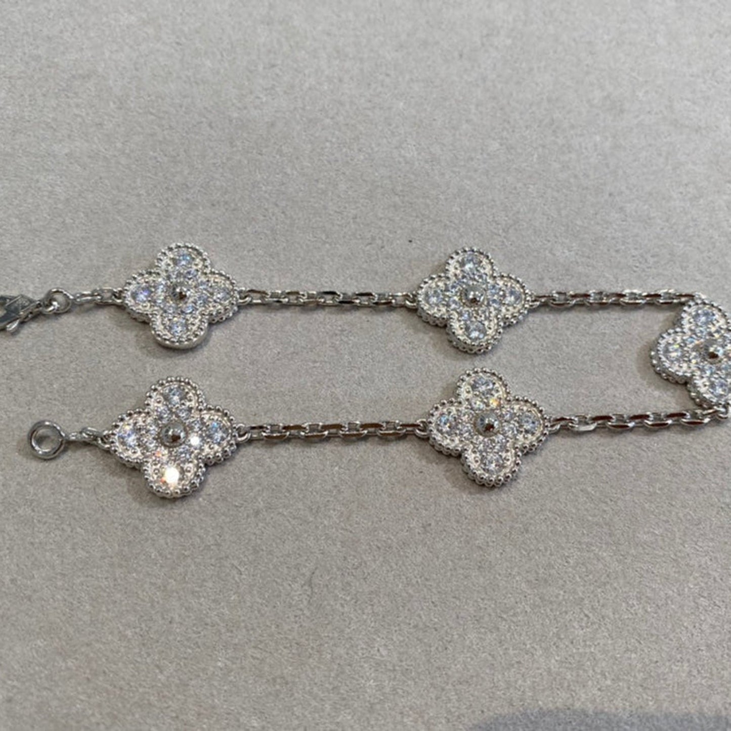 [BIJOUX]CLOVER 5 MOTIFS  DIAMOND BRACELET SILVER