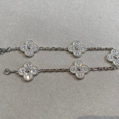 [BIJOUX]CLOVER 5 MOTIFS  DIAMOND BRACELET SILVER