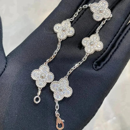 [BIJOUX]CLOVER 5 MOTIFS  DIAMOND BRACELET SILVER