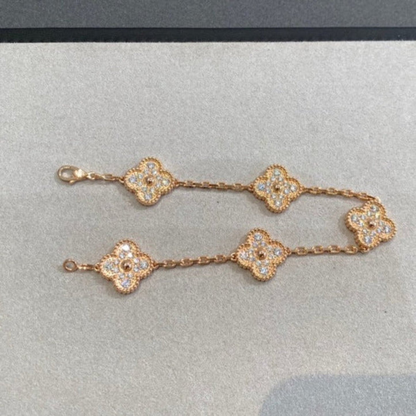 [BIJOUX]CLOVER 5 MOTIFS  FULL DIAMOND BRACELET