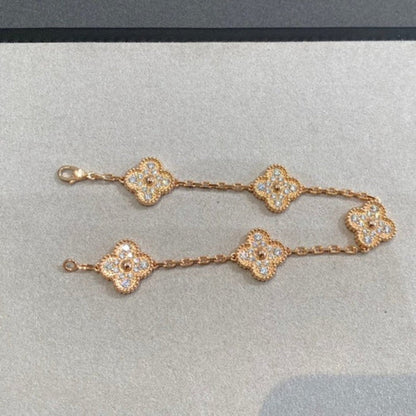 [BIJOUX]CLOVER 5 MOTIFS  FULL DIAMOND BRACELET