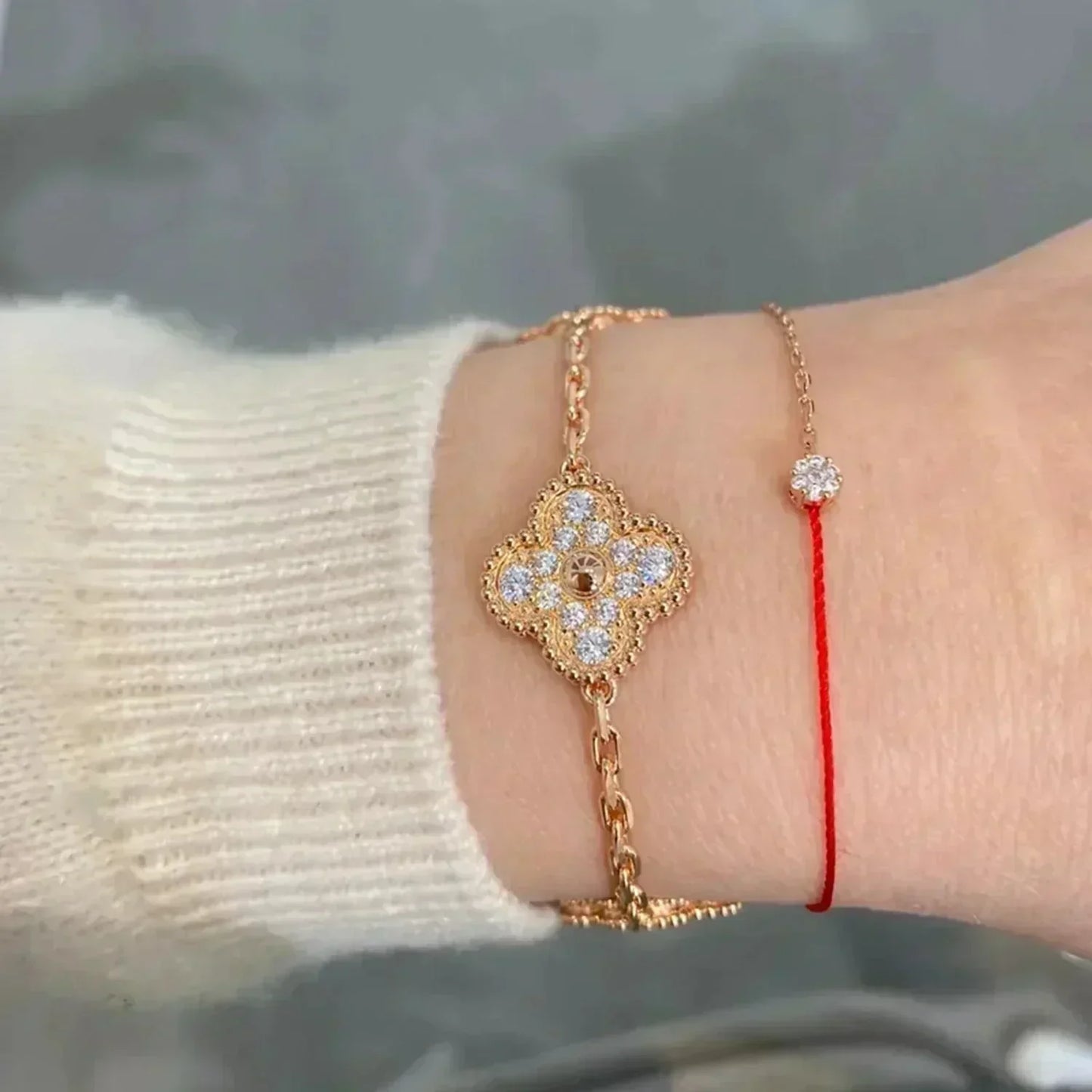 [BIJOUX]CLOVER 5 MOTIFS  FULL DIAMOND BRACELET