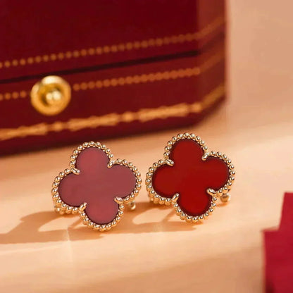 [BIJOUX]CLOVER MEDIUM 1 MOTIFS CARNELIAN  EARRINGS