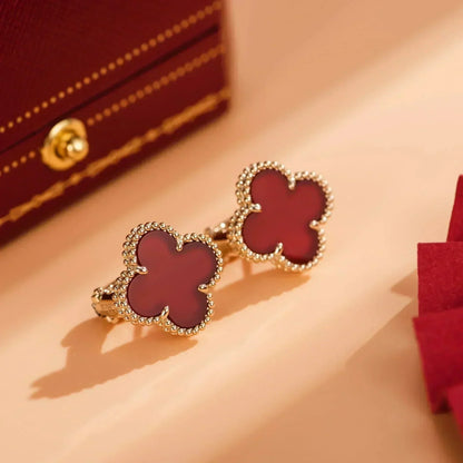 [BIJOUX]CLOVER MEDIUM 1 MOTIFS CARNELIAN  EARRINGS