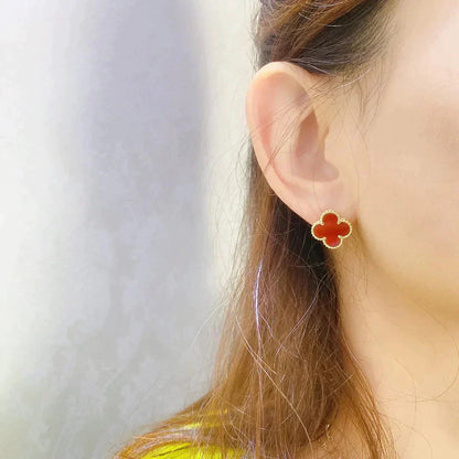 [BIJOUX]CLOVER MEDIUM 1 MOTIFS CARNELIAN  EARRINGS