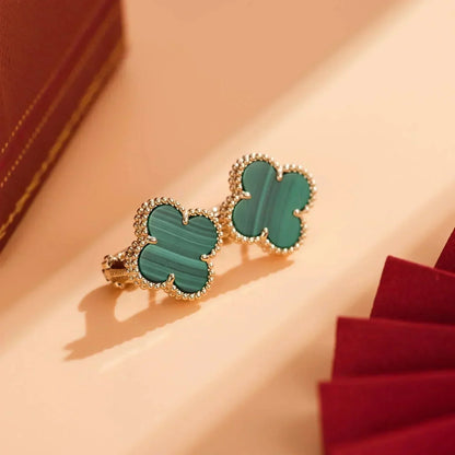 [BIJOUX]CLOVER MEDIUM 1 MOTIFS MALACHITE  EARRINGS