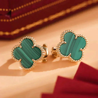 [BIJOUX]CLOVER MEDIUM 1 MOTIFS MALACHITE  EARRINGS