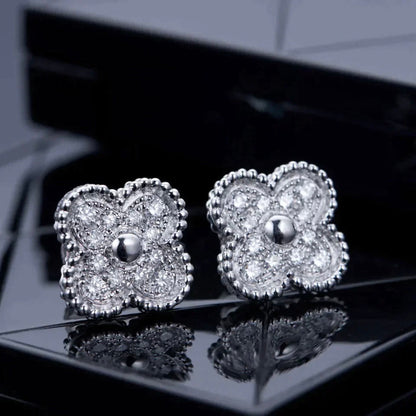 [BIJOUX]CLOVER 1 MOTIFS DIAMOND STUD EARRINGS SILVER