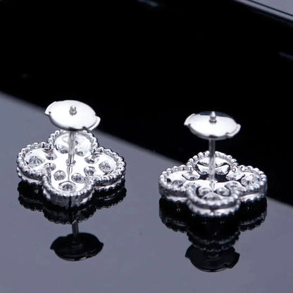 [BIJOUX]CLOVER 1 MOTIFS DIAMOND STUD EARRINGS SILVER