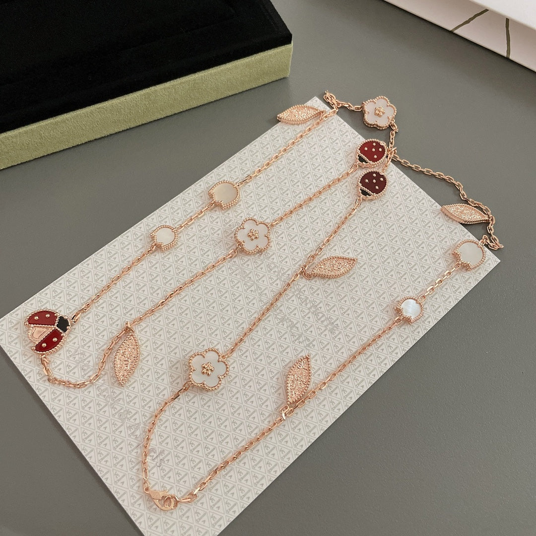 [BIJOUX]LUCKY SPRING 15 MOTIFS ROSE GOLD NECKLACE