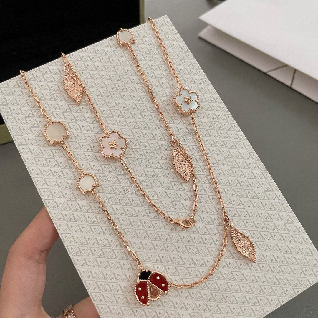 [BIJOUX]LUCKY SPRING 15 MOTIFS ROSE GOLD NECKLACE