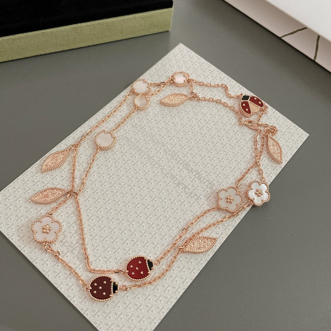 [BIJOUX]LUCKY SPRING 15 MOTIFS ROSE GOLD NECKLACE