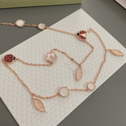 [BIJOUX]LUCKY SPRING 15 MOTIFS ROSE GOLD NECKLACE