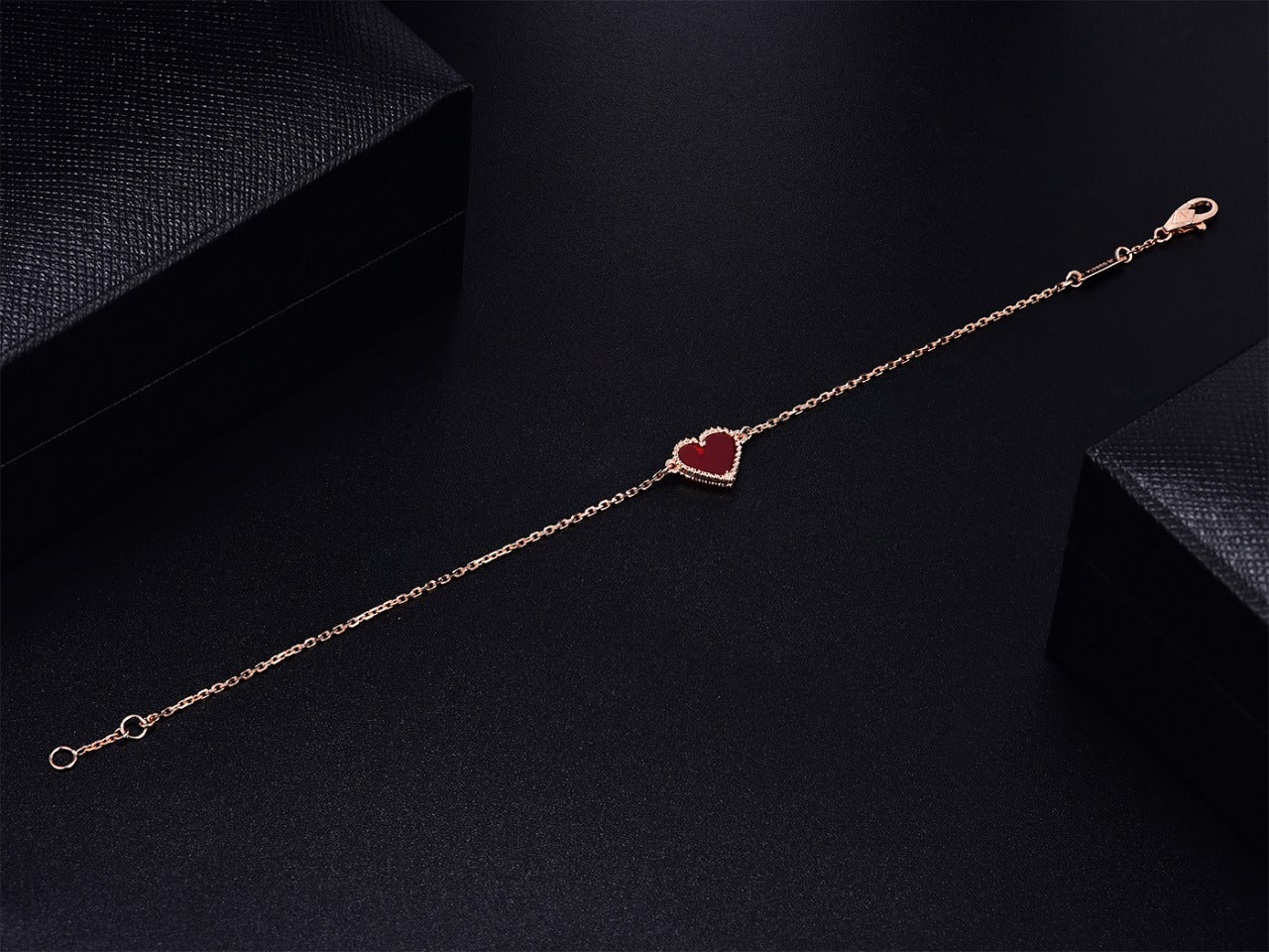 [BIJOUX]HEART CARNELIAN PINK GOLD BRACELET