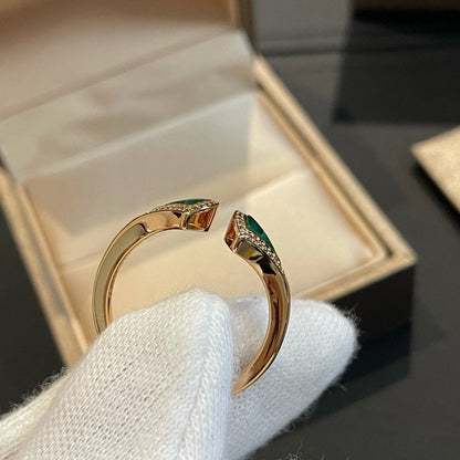 [BIJOUX]DREAM MALACHITE DIAMOND OPEN RING