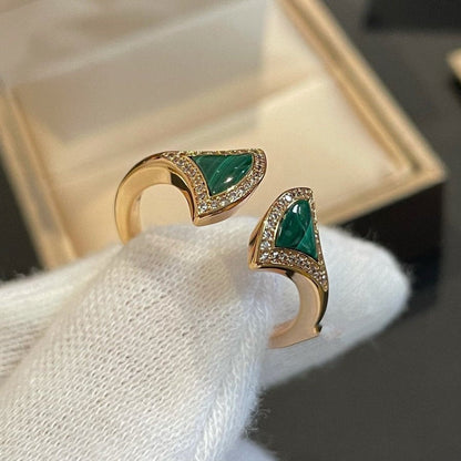 [BIJOUX]DREAM MALACHITE DIAMOND OPEN RING