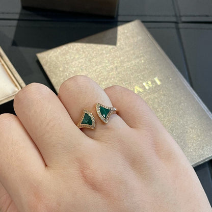 [BIJOUX]DREAM MALACHITE DIAMOND OPEN RING