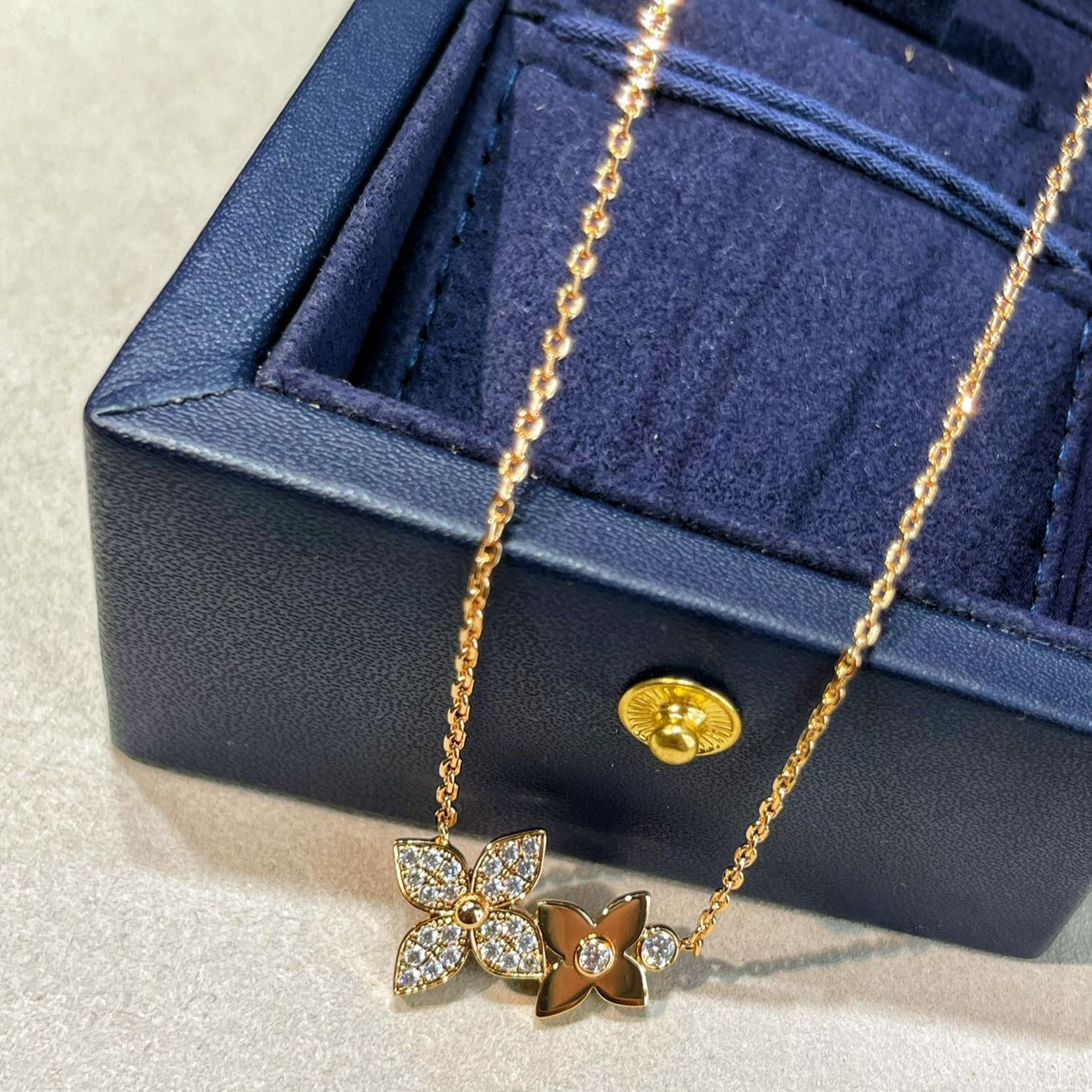 [BIJOUX]STAR BLOSSOM NECKLACE PINK GOLD DIAMONDS