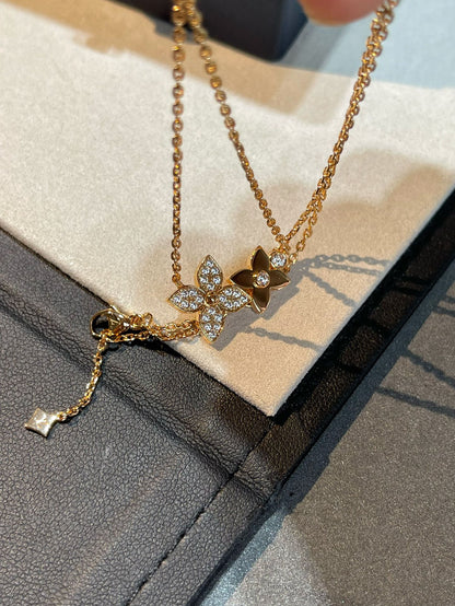 [BIJOUX]STAR BLOSSOM NECKLACE PINK GOLD DIAMONDS