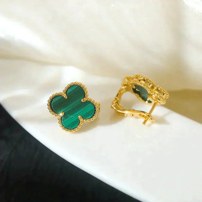 [BIJOUX]CLOVER MEDIUM 1 MOTIFS MALACHITE  EARRINGS