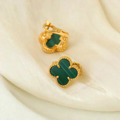 [BIJOUX]CLOVER MEDIUM 1 MOTIFS MALACHITE  EARRINGS