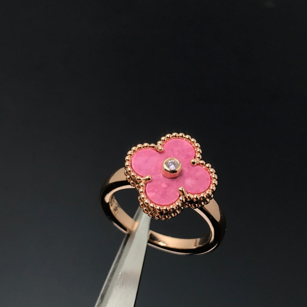 [BIJOUX]CLOVER RHODONITE ROSE GOLD RING