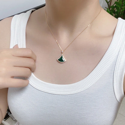 [BIJOUX]DREAM MALACHITE DIAMOND PAVED PINK GOLD NECKLACE