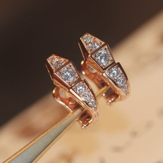 [BIJOUX]SERPENT PINK GOLD DIAMOND EARRINGS