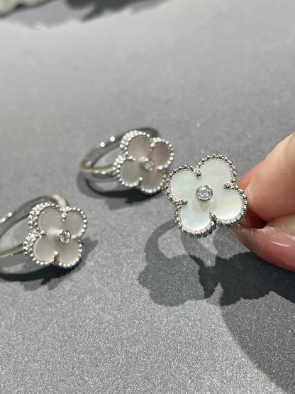 [BIJOUX]CLOVER SILVER MOP DIAMOND RING