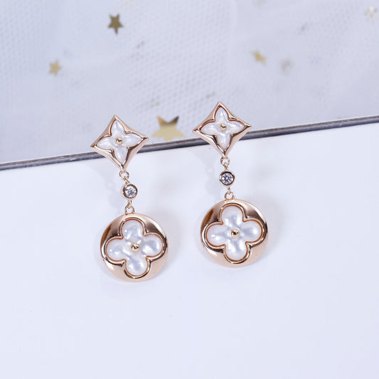 [BIJOUX]STAR AND SUN PINK GOLD MOP DROP EARRINGS