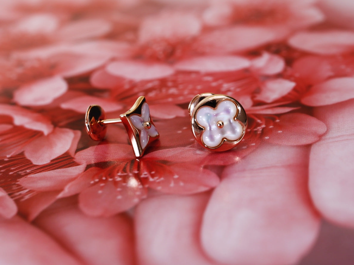 [BIJOUX]STAR AND SUN PINK GOLD MOP STUD EARRINGS