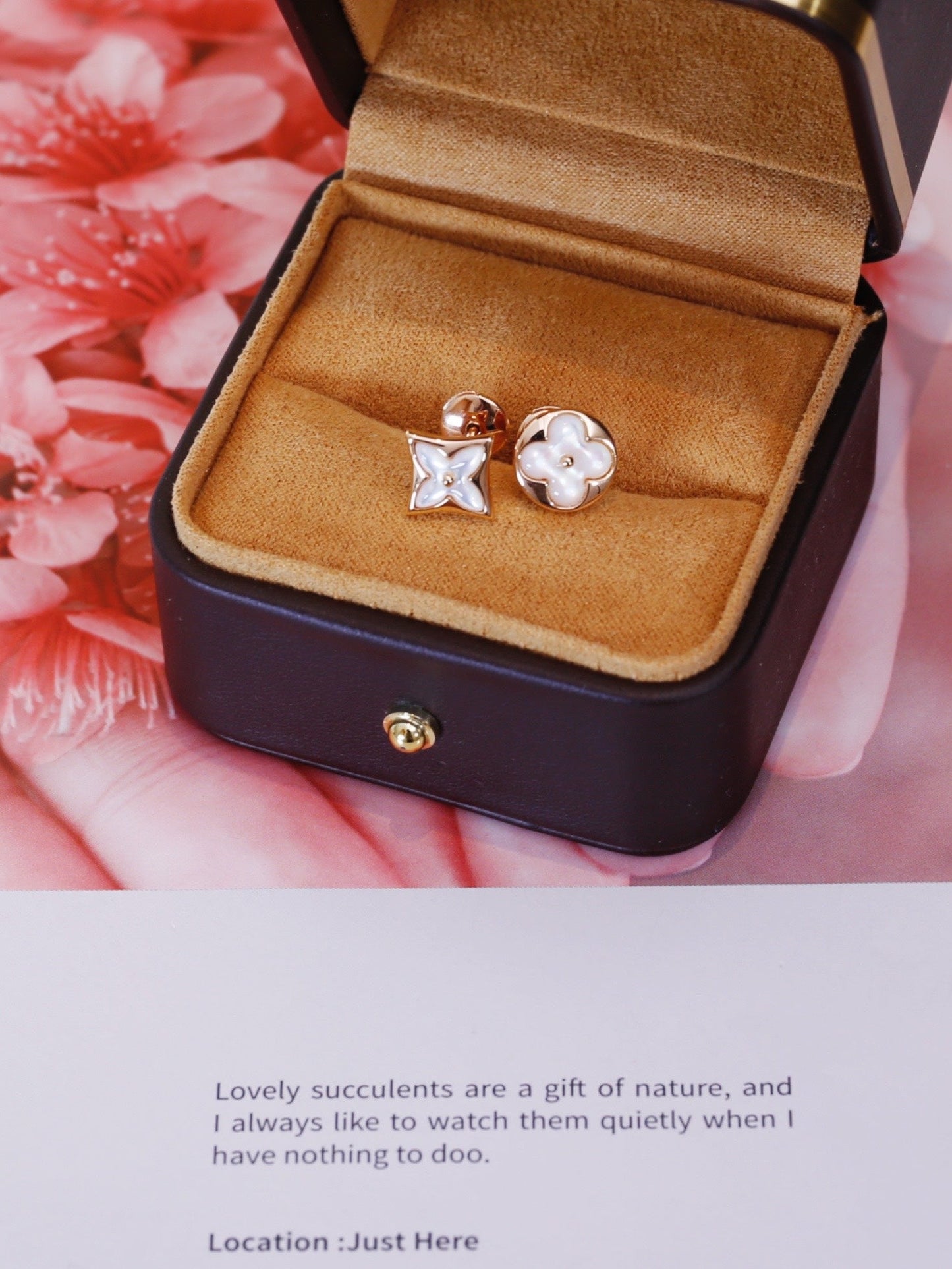 [BIJOUX]STAR AND SUN PINK GOLD MOP STUD EARRINGS