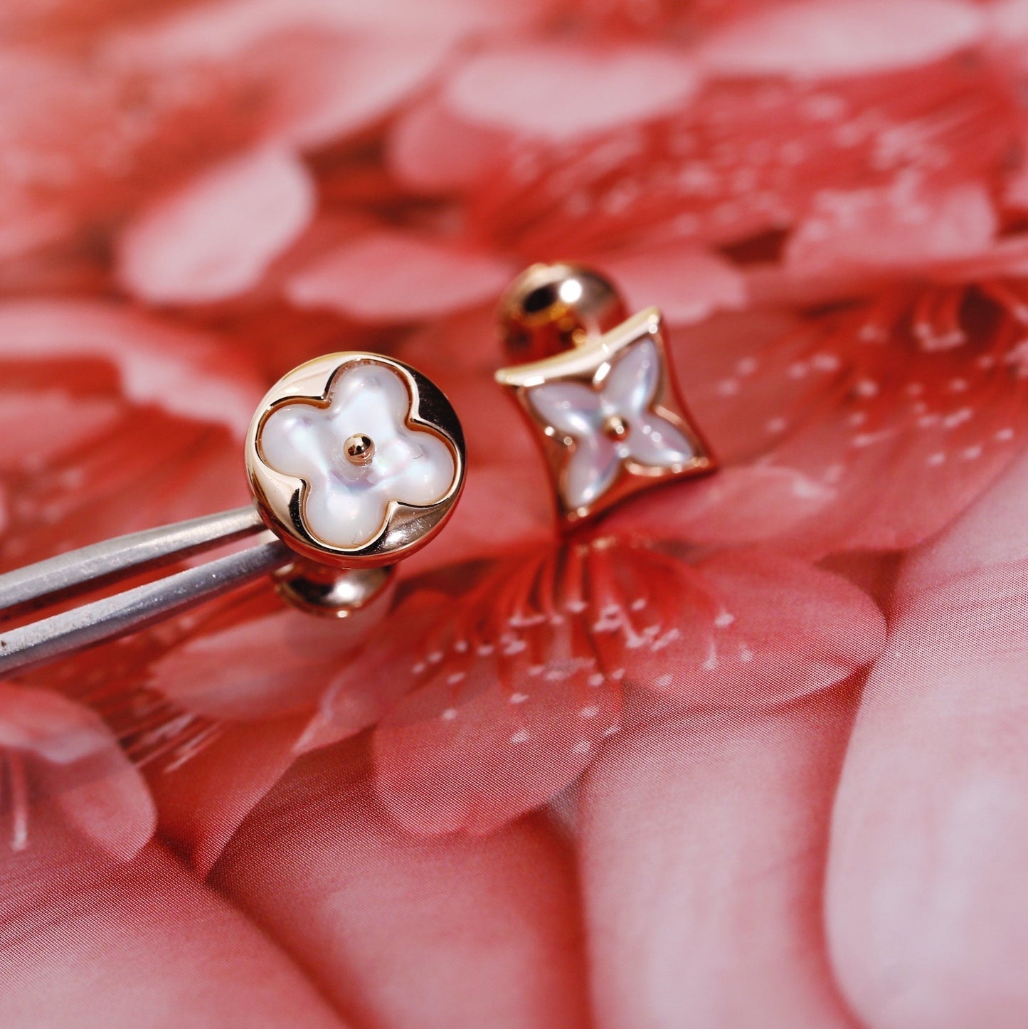 [BIJOUX]STAR AND SUN PINK GOLD MOP STUD EARRINGS