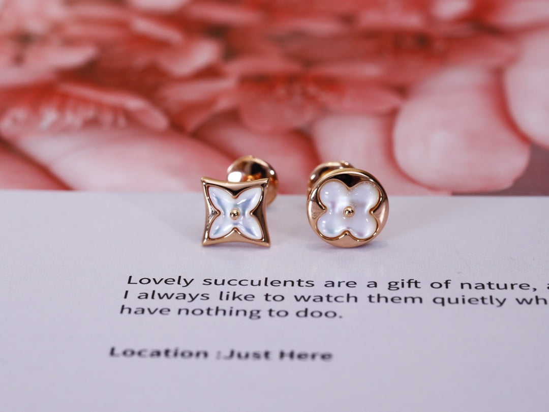 [BIJOUX]STAR AND SUN PINK GOLD MOP STUD EARRINGS