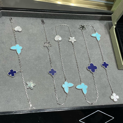 [BIJOUX]LUCKY CLOVER SILVER 11 MOTIF NECKLACE