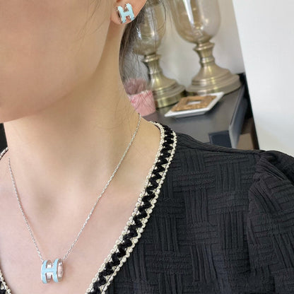 [BIJOUX]POP H SKY BLUE NECKLACE