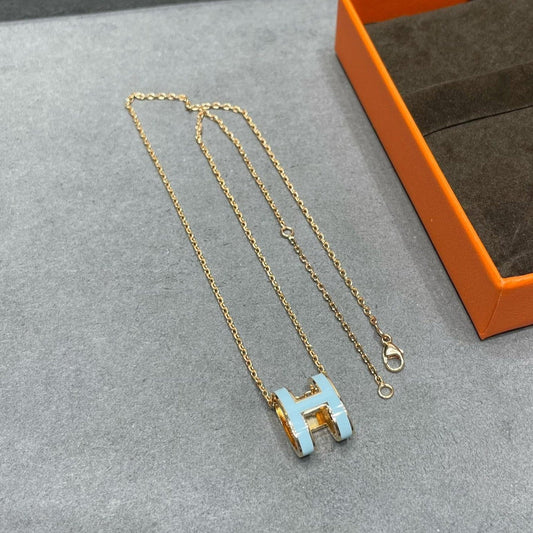 [BIJOUX]POP H SKY BLUE NECKLACE