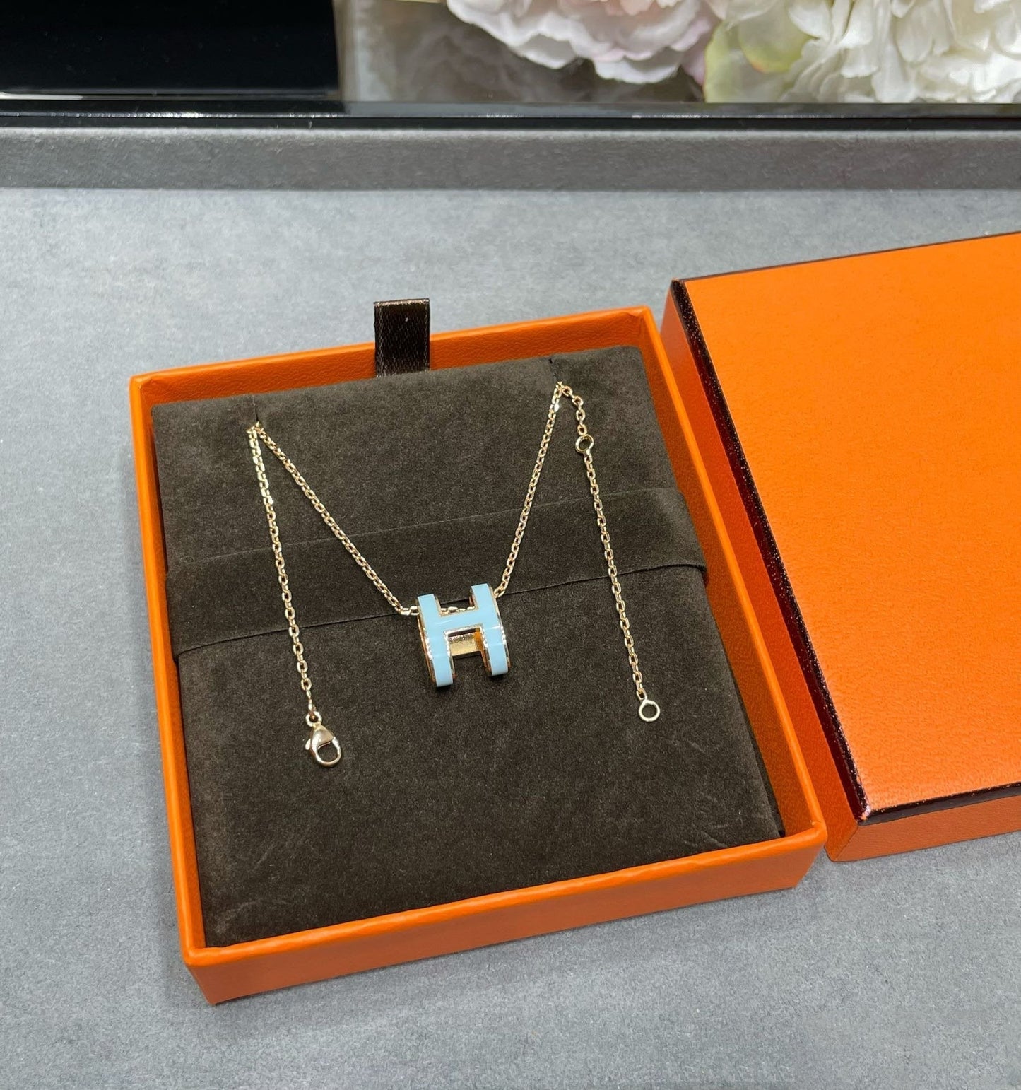 [BIJOUX]POP H SKY BLUE NECKLACE