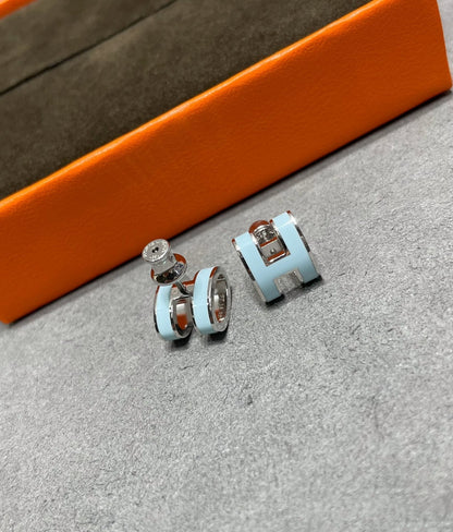 [BIJOUX]POP H SKY BLUE STUD EARRINGS