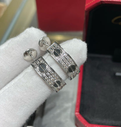 [BIJOUX] BOUCLES D'OREILLES LOVE EN ARGENT PAVÉ DE DIAMANTS EN CÉRAMIQUE