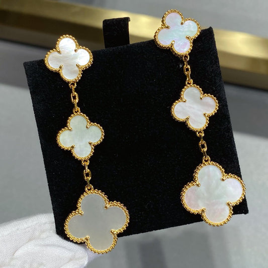 [BIJOUX]CLOVER MOP 3 MOTIFS GOLD EARRINGS